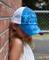 Starry Kids Adjustable Snap Back Mesh Blue Tie Dye Studded Star Trucker Hat