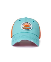 Salty Lady Women's Adjustable Snap Back Mesh Aqua with Sun Patch Trucker Hat