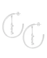 And Now This Mutli Shape Cubic Zirconia Drop Dangle C Hoop Earring in Silver Plate