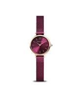 Bering Women's Purple Stainless Steel Mesh Strap Watch Set 22mm