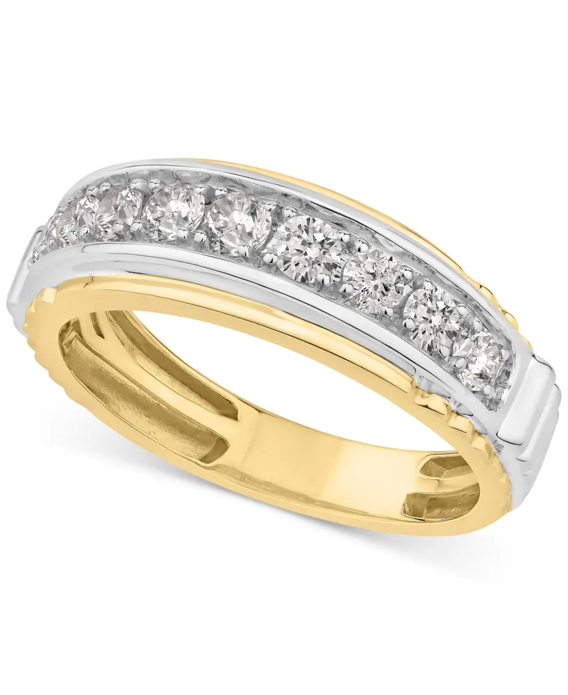 Men's Diamond Ring (1 ct. t.w.) in Two-Tone 10k Gold & White Gold