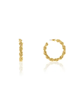 Oma The Label Women's Farhiya 18K Gold Plated Brass Medium Hoop Earrings, 1.2"