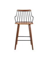 Micah Walnut and Metal Modern Counter Height Bar Stool