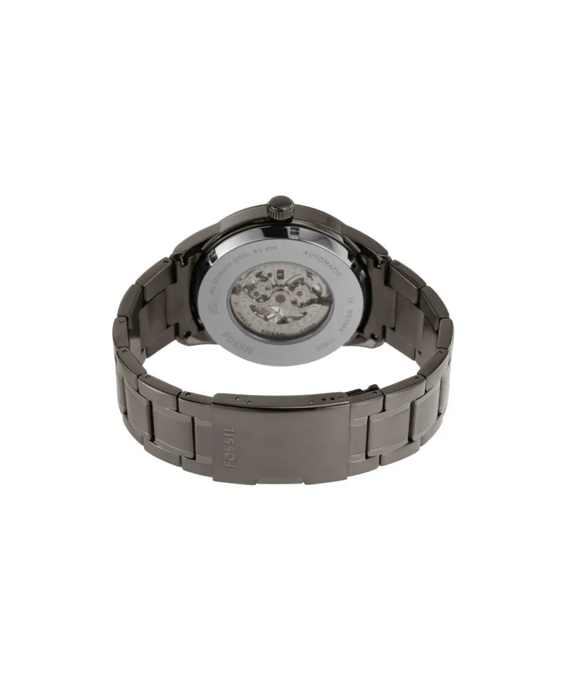 Fossil Men's Flynn Automatic Gunmetal Black Stainless Steel Watch 48mm