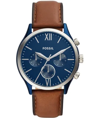 Fossil Men's Fenmore Multifunction Leather Watch 44mm