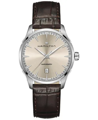 Hamilton Men's Swiss Automatic Jazzmaster Brown Leather Strap Watch 40mm