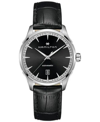 Hamilton Men's Swiss Automatic Jazzmaster Leather Strap Watch 40mm