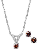 10k White Gold Diamond (1/10 ct. t.w.) Necklace and Earring Set