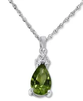 Peridot (5/8 ct. t.w.) & Diamond Accent 18" Pendant Necklace in 14k White Gold