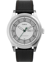 Timex Men's Waterbury Traditional Day-Date Black Leather Strap Watch 39mm