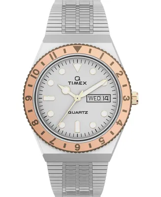 Timex Women's Q Silver-Tone Stainless Steel Bracelet Watch 36mm - Silver