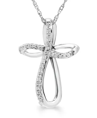 Diamond Open Cross Pendant Necklace (1/20 ct. t.w.) in 14K Yellow, White or Rose Gold