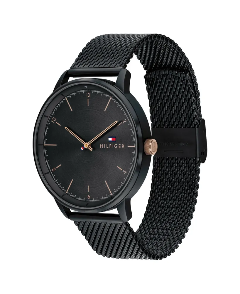 Tommy Hilfiger Men's Black Stainless Steel Mesh Bracelet Watch 43mm