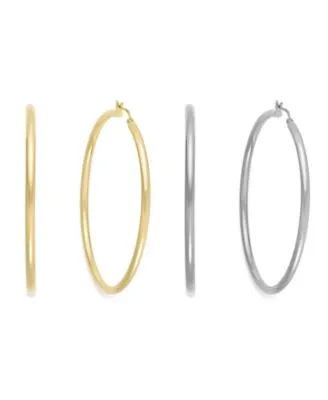 Inc International Concepts Slim 1 3 4 3 Hoop Earrings In Gold Tone Or Silver Tone Created For Macys