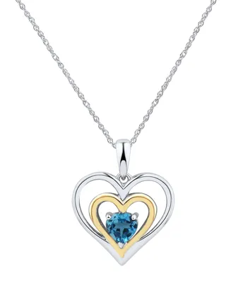 Swiss Blue Topaz Heart 18" Pendant Necklace (1/2 ct. t.w.) in Sterling Silver and 14k Gold