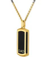 Men's Dad Dog Tag 22" Pendant Necklace in Black & Gold-Tone Ion-Plated Stainless Steel