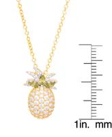 Cubic Zirconia Pineapple Pendant 18" Necklace in Gold Plate