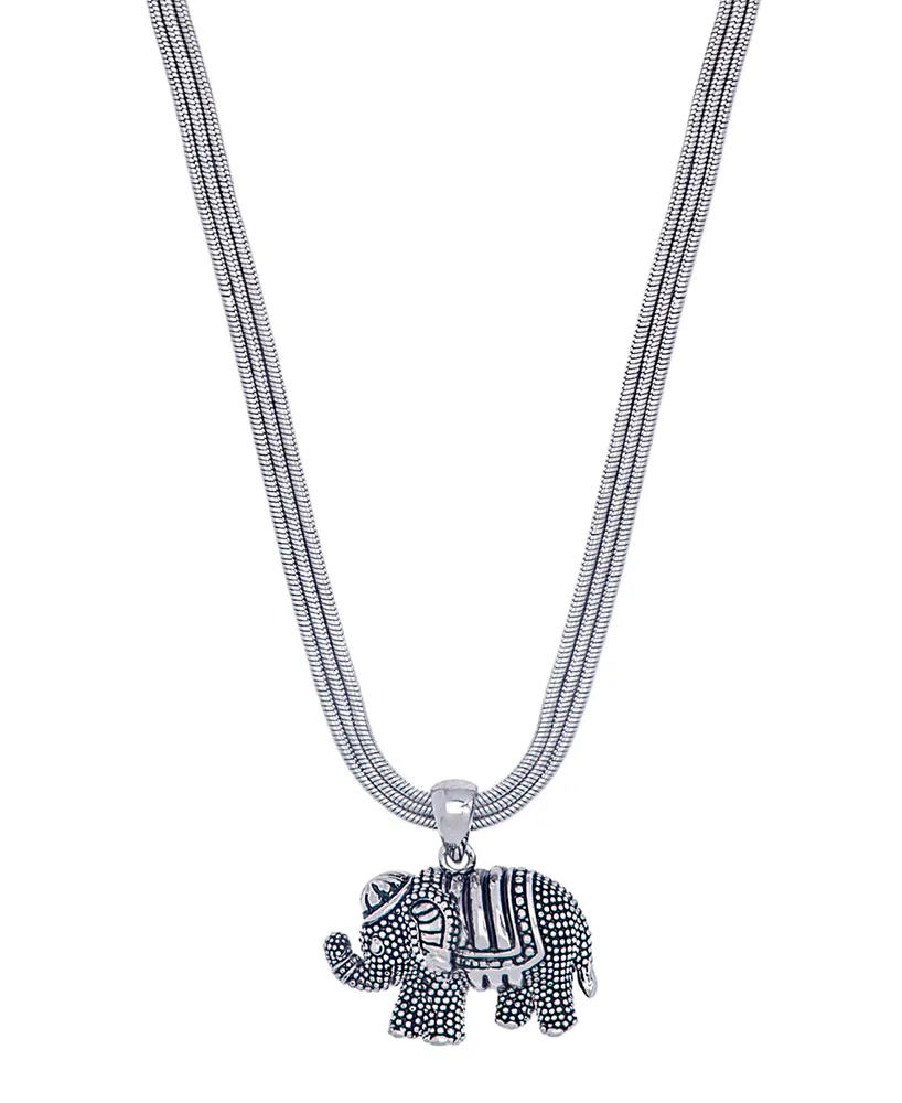 Elephant Pendant 18" Necklace in Silver Plate