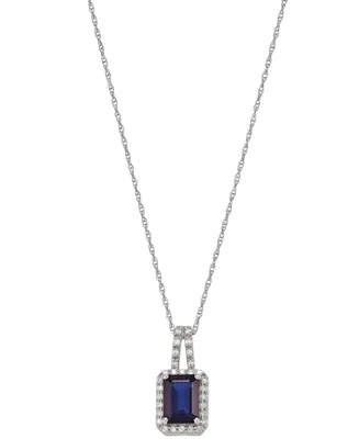 Sapphire ( 1-1/6 ct. t.w.) & Diamond (1/8 ct. t.w.) Halo 18" Pendant Necklace in 14k Yellow Gold (Also in Ruby)