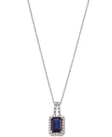 Sapphire ( 1-1/6 ct. t.w.) & Diamond (1/8 ct. t.w.) Halo 18" Pendant Necklace in 14k Yellow Gold (Also in Ruby)