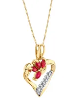 Ruby (3/8 ct. t.w.) & Diamond (1/20 ct. t.w.) Heart 18" Pendant Necklace in 14k Gold