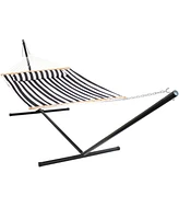 Quilted Double Hammock with 15-Foot Steel Stand - - - Stand