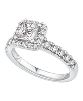 Gia Certified Diamond Princess Halo Bridal Set (1 1/2 ct. t.w.) in 14K White Gold