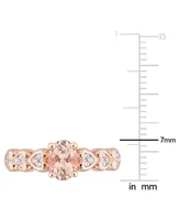 Morganite (3/4 ct. t.w.) and White Topaz (1/6 Rose Gold Plated Silver, Oval Heart Ring