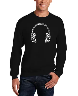 Men's Music Note Headphones Word Art Crewneck Sweatshirt