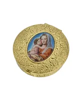 Gold-Tone Round Mary and Child Pill Box