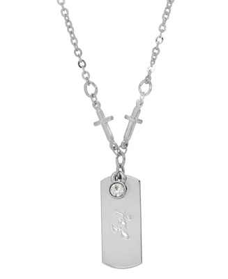 Silver-Tone Crystal Cross Chain Joy Necklace