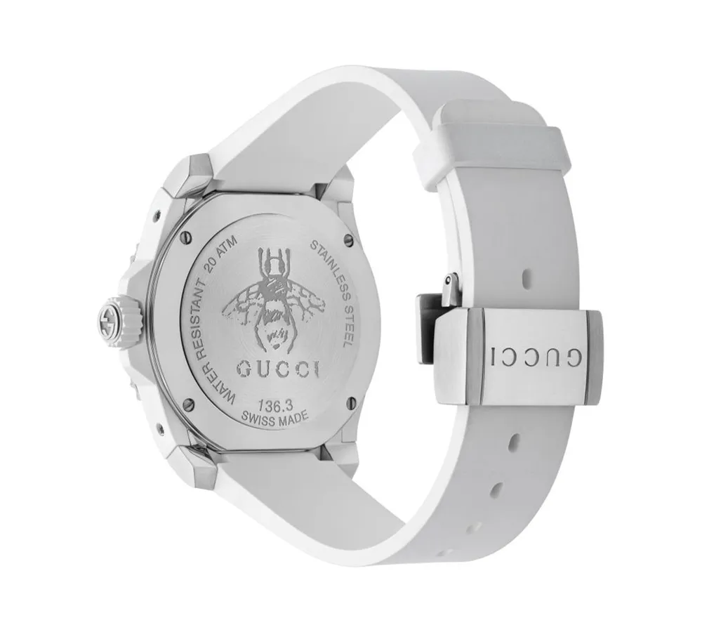 Gucci Men's Swiss Dive White Rubber Strap Watch 40mm