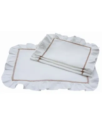 Xia Home Fashions Hemstitch or Ruffle Trim Hemstitch Placemat - Set of 4, 20" x 14"