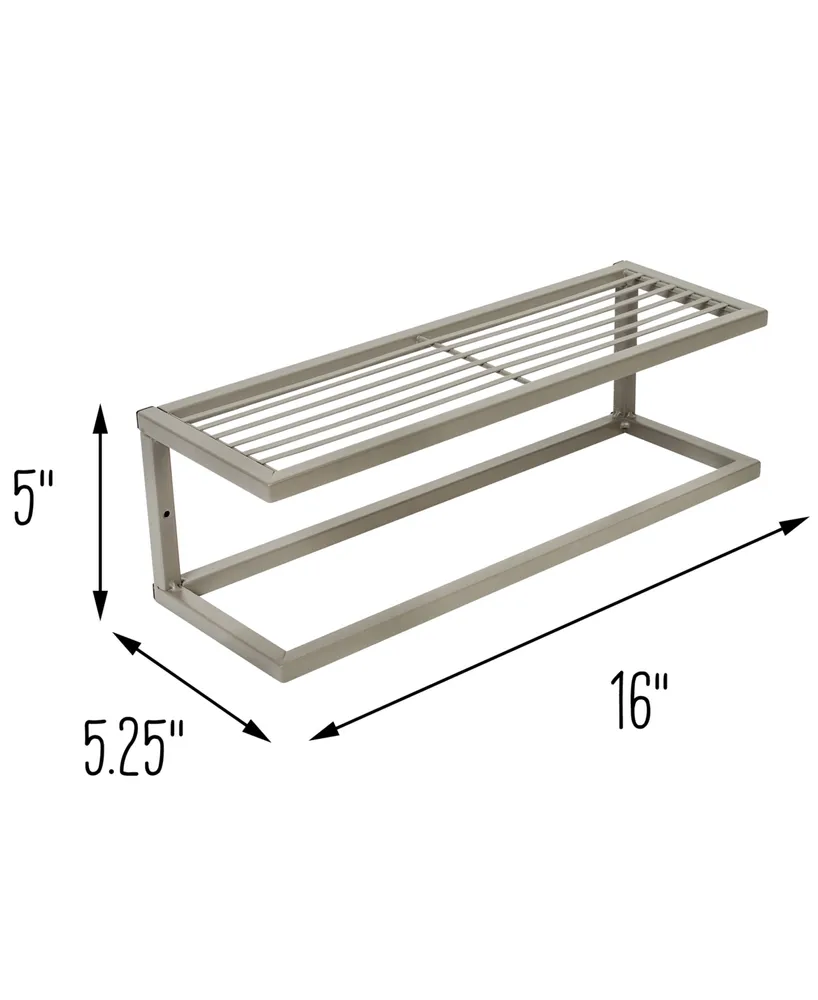 Honey Can Do Steel Slatted Bathroom Shelf with Towel Bar