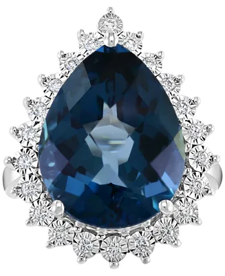 Effy London Blue Topaz (12-3/4 ct. t.w.) & Diamond (1/5 ct. t.w.) Ring in 14k White Gold