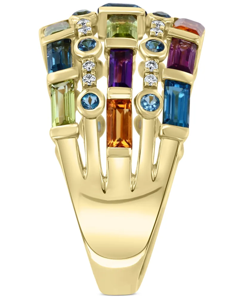 Effy Multi-Gemstone (3-3/4 ct. t.w.) & Diamond (1/10 ct. t.w.) Statement Ring in 14k Gold