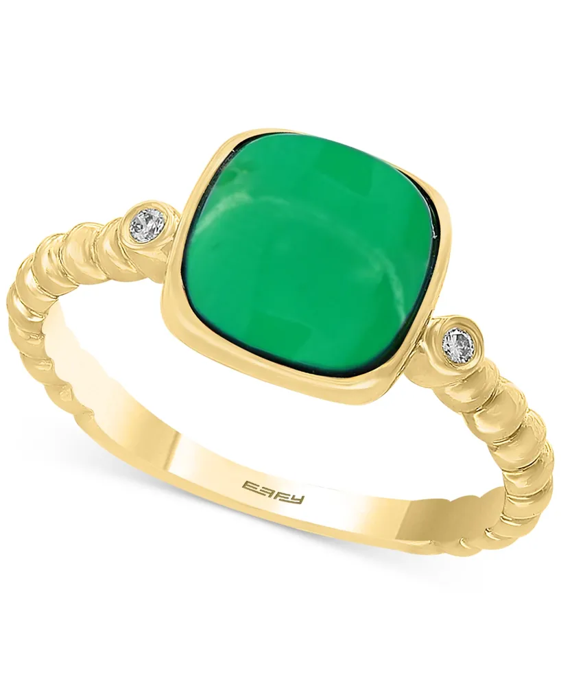 Effy Dyed Green Jade (8mm) & Diamond Accent Ring in 14k Gold