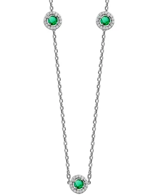 Sapphire (7/8 ct. t.w.) & Diamond (1/4 Halo 16" Statement Necklace 14k White Gold (Also Ruby Emerald)