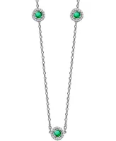 Sapphire (7/8 ct. t.w.) & Diamond (1/4 ct. t.w.) Halo 16" Statement Necklace in 14k White Gold (Also in Ruby & Emerald)