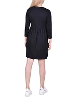 Women's 3/4 Sleeve A Line Ponte Dress