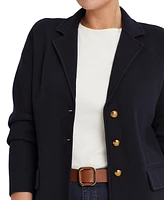 Lauren Ralph Women's Plus Combed Cotton Single-Breasted Blazer