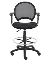 Boss Office Products Mesh Drafting Stool with Adjustable Arms