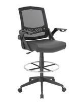 Boss Office Products Mesh Drafting Stool with Flip Arms