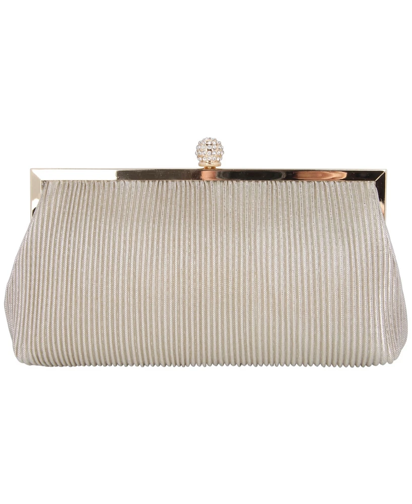 Women's Pleated Metallic Frame Clutch