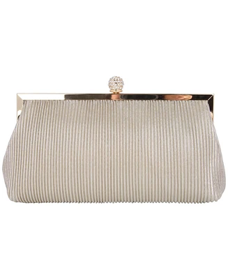 Women's Pleated Metallic Frame Clutch