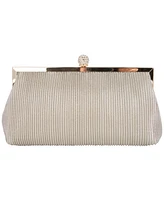 Women's Pleated Metallic Frame Clutch