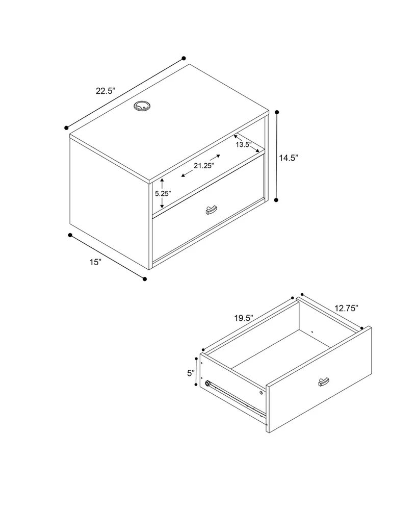 Prepac Hanging Dresser and Nightstand Set