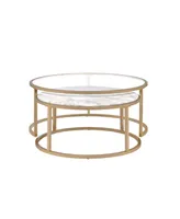 Acme Furniture Shanish 2-Piece Nesting Table Set - Faux Marble and Gold