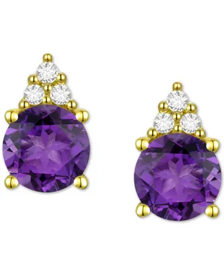 Gemstone & Diamond Accent Stud Earrings