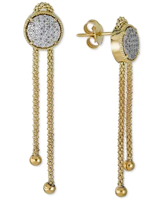 Diamond Circle Cluster Chain Drop Earrings (1/4 ct. t.w.) in 14k Gold-Plated Sterling Silver - Sterling Silver  K Gold